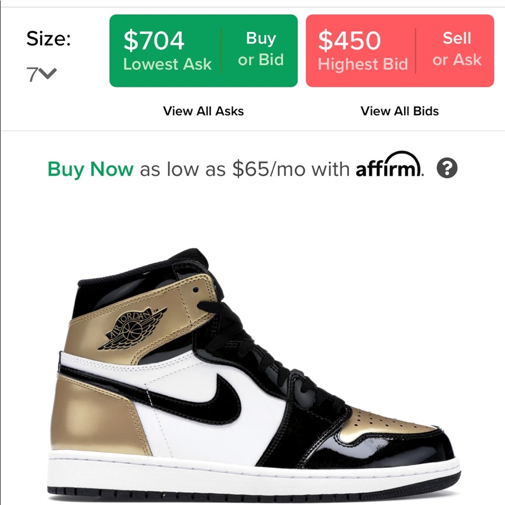 Gold Toe Jordan 1